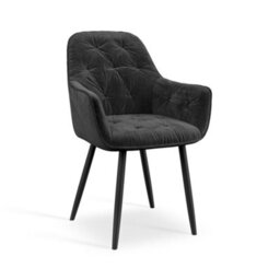 More4Homes Juno Light Grey Ceramic Dining Table & 6 Anika Velvet Black Chairs - thumbnail 6