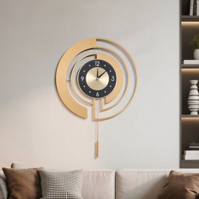 Living And Home 18-Inch Black And Gold Decorative Round Silent Wall Clock - image 1