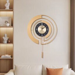 Living And Home 18-Inch Black And Gold Decorative Round Silent Wall Clock - thumbnail 3