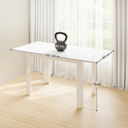 Extendable Dining Table, Seats 4-6 People, High Gloss White - thumbnail 2