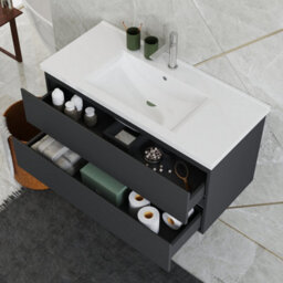 Probaty Bathrooms Vanity Unit Matte Anthracite Mdf,990X460X520mm,wall Mounted,2 Drawers With Ceramic Basin - thumbnail 3