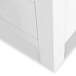 Farro White Xl 5 Drawer Tallboy Chest Fully Assembled - Painted With Oak Top By Roseland Furniture - thumbnail 9