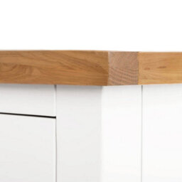 Farro White Xl 5 Drawer Tallboy Chest Fully Assembled - Painted With Oak Top By Roseland Furniture - thumbnail 6