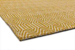 Modern Rug, Handmade Wool Rug For Livingroom, Easy To Clean Cotton Geometric Rug, 4mm Thick Mustard Rug-120Cm X 170Cm - thumbnail 3