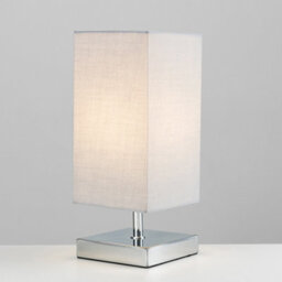 Valuelights Pair Of Modern Square Polished Chrome Touch Table Lamps With Grey Shades - thumbnail 3