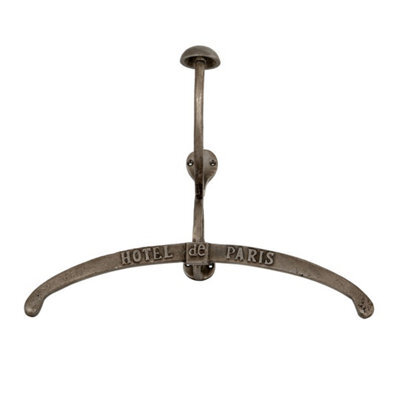 Hill Interiors Antiqued Coat Hanger With Hook - Metal - L13 X W3 X H24 Cm - Silver - image 1
