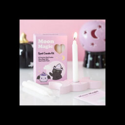 Moon Magic Spell Candle Kit 12 White Candles, Spell & Wooden Holder - thumbnail 1