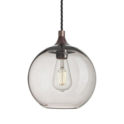 Industville Chelsea Glass Globe Pendant - 7 Inch, Mocha Glass Globe - 7 Inch, Shiny Bronze Pendant Holder - image 1