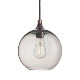 Industville Chelsea Glass Globe Pendant - 7 Inch, Mocha Glass Globe - 7 Inch, Shiny Bronze Pendant Holder