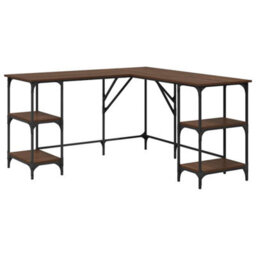 Berkfield Industrial Desk Brown Oak 139X139X75 Cm Engineered Wood