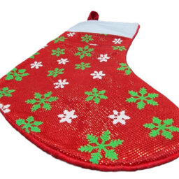HSD Christmas Stocking With White & Green Snowflakes - Festive Holiday Decoration For Tree, Mantel & Home Decor - thumbnail 2