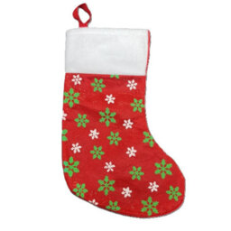 HSD Christmas Stocking With White & Green Snowflakes - Festive Holiday Decoration For Tree, Mantel & Home Decor
