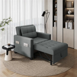 Yaheetech 3-In-1 Convertible Sleeper Sofa Bed Chair Light Grey - thumbnail 1