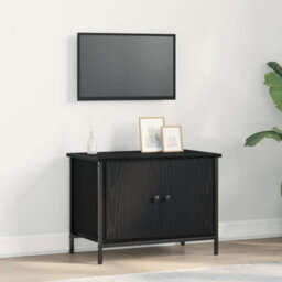 Berkfield Black Oak Tv Stand Black Oak Engineered Wood 60 X 35 X 45 Cm
