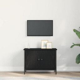 Berkfield Black Oak Tv Stand Black Oak Engineered Wood 60 X 35 X 45 Cm - thumbnail 4