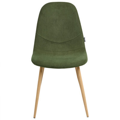 Wyld And Coco Set Of 2 Green Corduroy Armless Dining Chairs - Modern Ergonomic Design - image 1