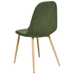 Wyld And Coco Set Of 2 Green Corduroy Armless Dining Chairs - Modern Ergonomic Design - thumbnail 6