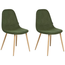 Wyld And Coco Set Of 2 Green Corduroy Armless Dining Chairs - Modern Ergonomic Design - thumbnail 4