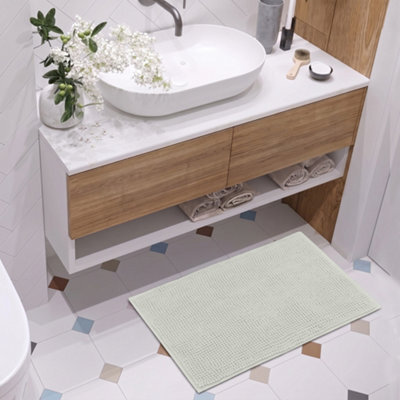 Moonlight Bedding Plush Chenille Bathroom Floor Mat Non-Slip Quick-Dry Absorbent Bathroom & Doorway Shower Rug White 40X60 Cm - image 1