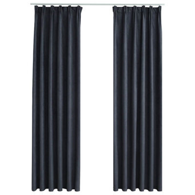Berkfield Elegant Blackout Curtains With Hooks 2 Pcs Anthracite 140X225 Cm
