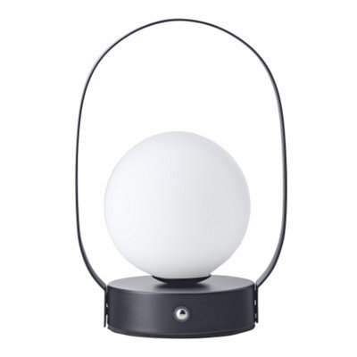 Happy Homewares Matt Black Rechargeable Touch Dimmable Lantern Table Lamp With Frosted Shade - image 1