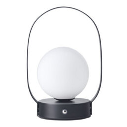 Happy Homewares Matt Black Rechargeable Touch Dimmable Lantern Table Lamp With Frosted Shade - thumbnail 1