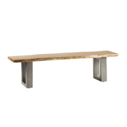 Large Dining Bench Wooden Live Edge With Grey Metal Legs - thumbnail 9