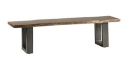 Large Dining Bench Wooden Live Edge With Grey Metal Legs - thumbnail 3