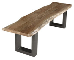 Large Dining Bench Wooden Live Edge With Grey Metal Legs - thumbnail 2