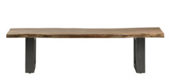 Large Dining Bench Wooden Live Edge With Grey Metal Legs - thumbnail 4
