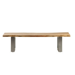 Large Dining Bench Wooden Live Edge With Grey Metal Legs - thumbnail 6