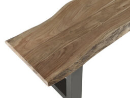Large Dining Bench Wooden Live Edge With Grey Metal Legs - thumbnail 5