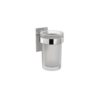 Cosmic  Wall-Mounted Toothbrush Holder, Self-Adhesive, Chrome, Glass And Metal, Stick Collection - image 1