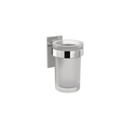 Cosmic  Wall-Mounted Toothbrush Holder, Self-Adhesive, Chrome, Glass And Metal, Stick Collection - thumbnail 1