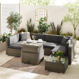Furniturebox Uk Orlando Grey Rattan Rising Garden Coffee Dining Table - thumbnail 6