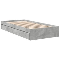 Berkfield Bed Frame With Drawers Without Mattress Concrete Grey 90X200 Cm - thumbnail 3