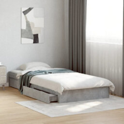 Berkfield Bed Frame With Drawers Without Mattress Concrete Grey 90X200 Cm - thumbnail 1