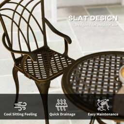 Wyld Haus Sake 4-Seater Bronze Cast Aluminium Garden Dining Set - Round Table 85Cm With 50mm Parasol Hole And 4 Matching Chairs - thumbnail 6