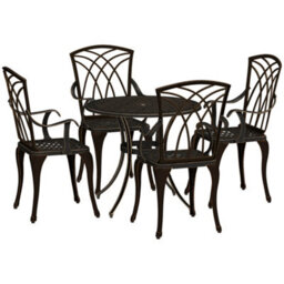 Wyld Haus Sake 4-Seater Bronze Cast Aluminium Garden Dining Set - Round Table 85Cm With 50mm Parasol Hole And 4 Matching Chairs - thumbnail 2