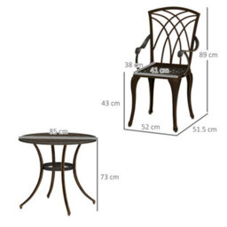 Wyld Haus Sake 4-Seater Bronze Cast Aluminium Garden Dining Set - Round Table 85Cm With 50mm Parasol Hole And 4 Matching Chairs - thumbnail 3