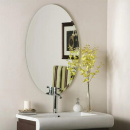 Artloge 50X70Cm High Definition Frameless Oval Wall Mirror For Bathroom Vanity,bevel Edge - thumbnail 1