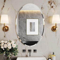 Artloge 50X70Cm High Definition Frameless Oval Wall Mirror For Bathroom Vanity,bevel Edge - thumbnail 5