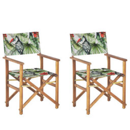 Beliani Set Of 2 Garden Chairs Cine Acacia Wood Green - thumbnail 4