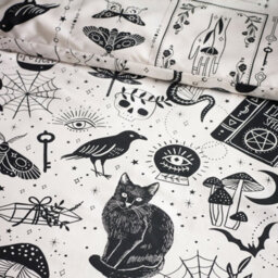 Catherine Lansfield Enchanted Witchcraft Reversible Single Duvet Cover Set With Pillowcase Black / Natural - thumbnail 4