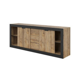 Arte Tudor 25 Sideboard Cabinet 220Cm - Oak Sandal & Black Wide Sideboard For Modern Living Room Storage - thumbnail 3