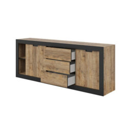Arte Tudor 25 Sideboard Cabinet 220Cm - Oak Sandal & Black Wide Sideboard For Modern Living Room Storage - thumbnail 4