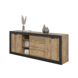 Arte Tudor 25 Sideboard Cabinet 220Cm - Oak Sandal & Black Wide Sideboard For Modern Living Room Storage - thumbnail 5