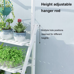 Living And Home 3 Tier  White Foldable Wooden Hanging Plant Stand Shelves Flower Pot Display Shelf Adjustable Height 144Cm - thumbnail 4