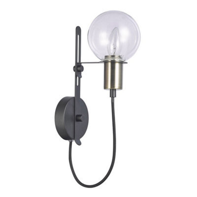 Luminosa Lighting Luminosa Modern Wall Lamp Antique Bronze, Black 1 Light  With Glass Shade, E14