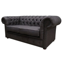 Chesterfield 2 Seater Sofa Settee Charles Linen Brown Fabric In Classic Style - thumbnail 5